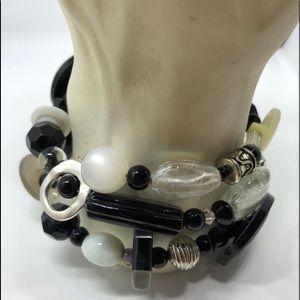 Handcrafted Bead and Button Bracelet 🖤